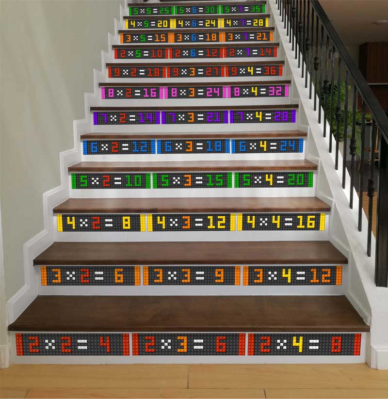 Rainbow color blocks stair decal